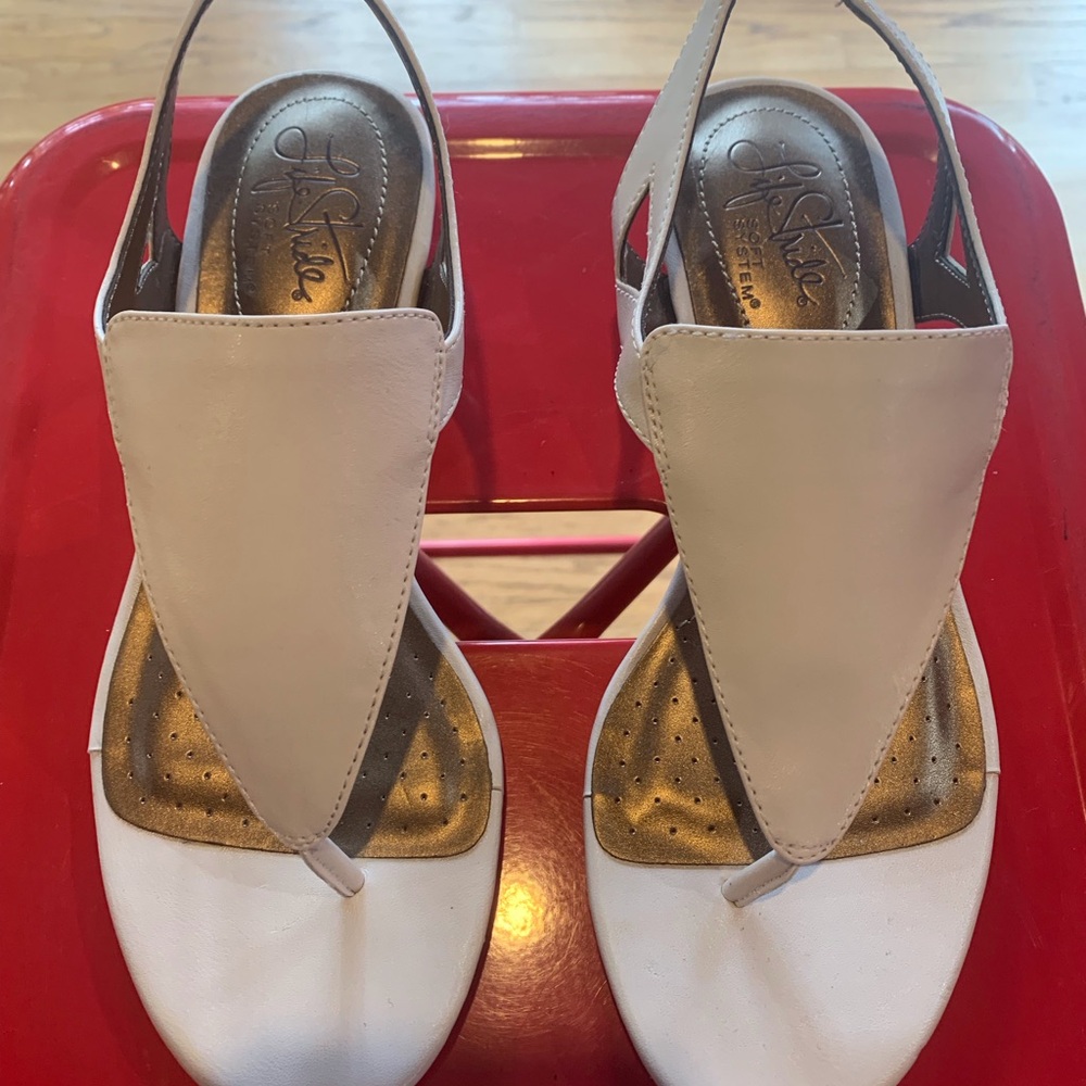 Life Stride Elegant White Slingback Sandals